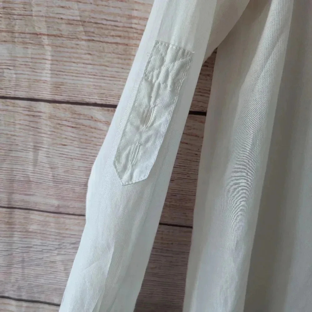 Marc by Marc Jacobs Parchment Shirt Pearl Button Cream Color Roll Tab Sleeve - Picture 5 of 14